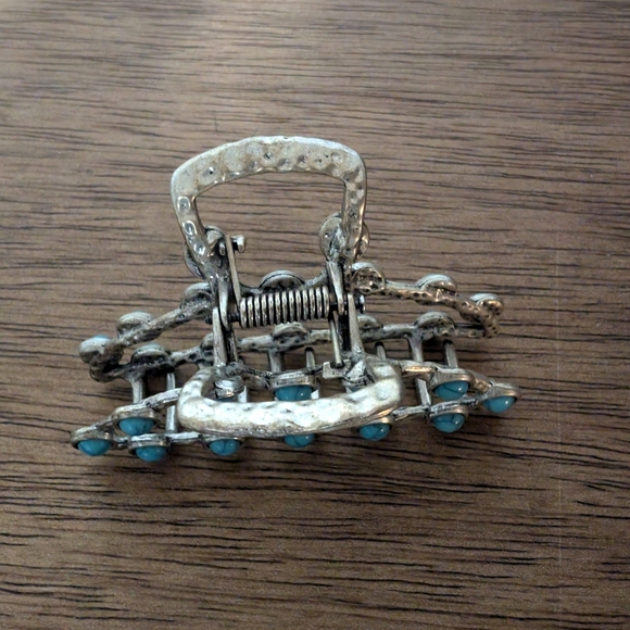 Western Boho Silver and Turquoise Hair Clip - Picture 6 of 7